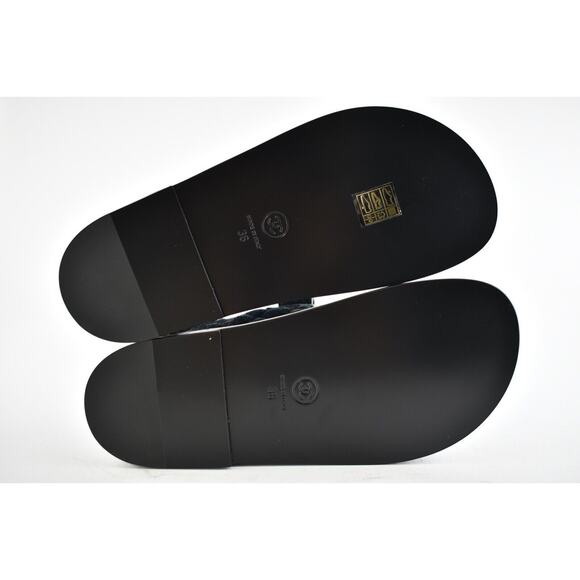 Chanel 21A Blue Black Grey Denim CC Logo Mule Slide Strap Flat Dad Sandal 36 - Picture 12 of 12